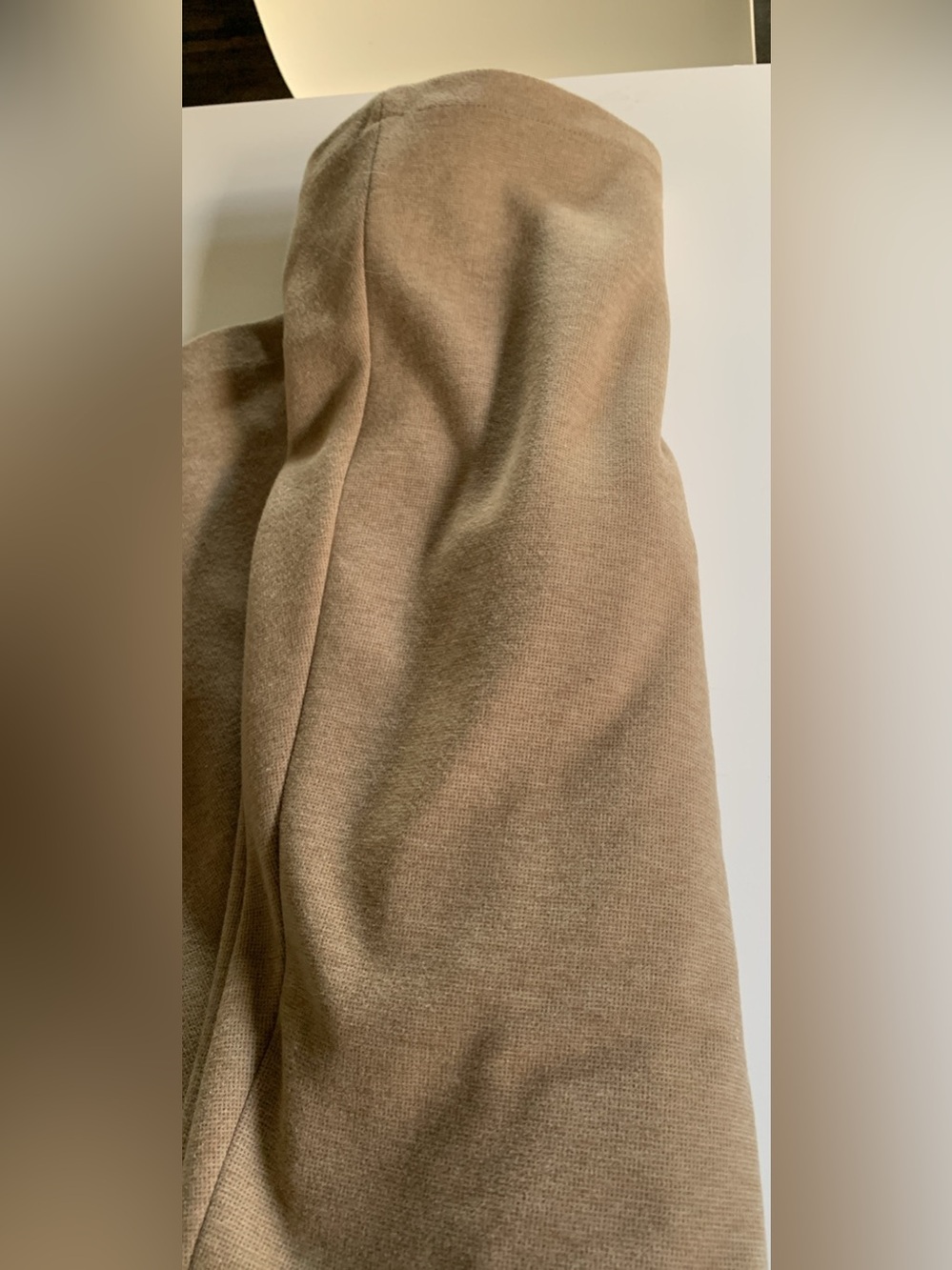 Sleeveless Wool Blend Button-Front A-Line Dress in Camel - Picture 10 of 10